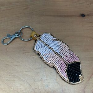 Handmade beaded feather keychain
